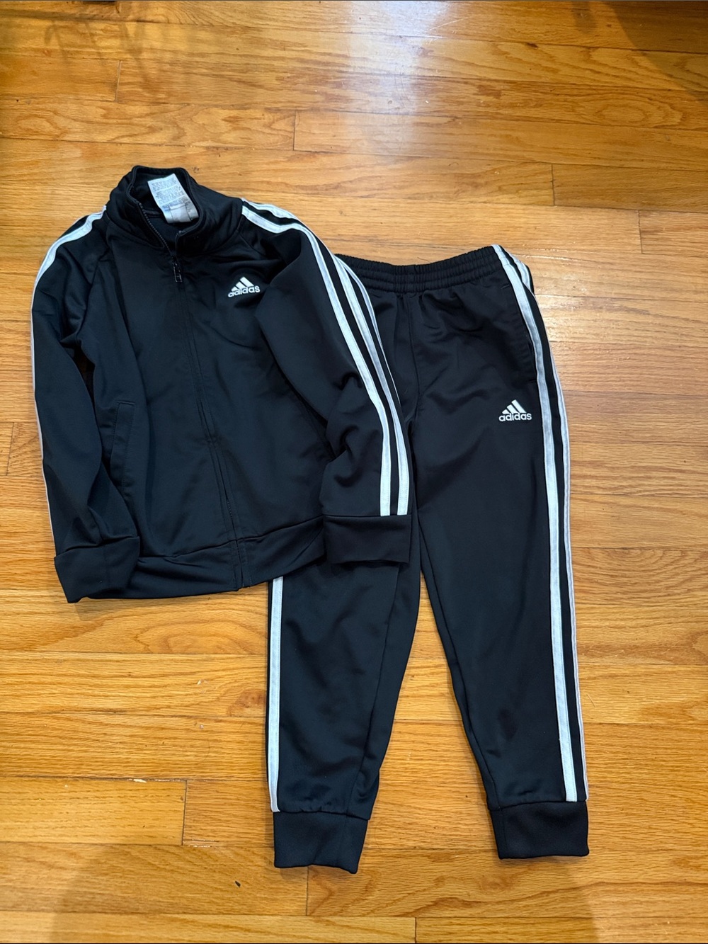 adidas Black Joggers with White Three-Stripe Side Trim